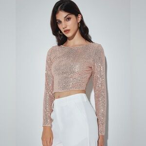 Cider Sequin Crop Top